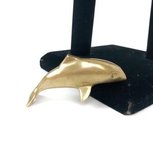 Vintage Brass Dolphin Figurine Sculpture Statues 3